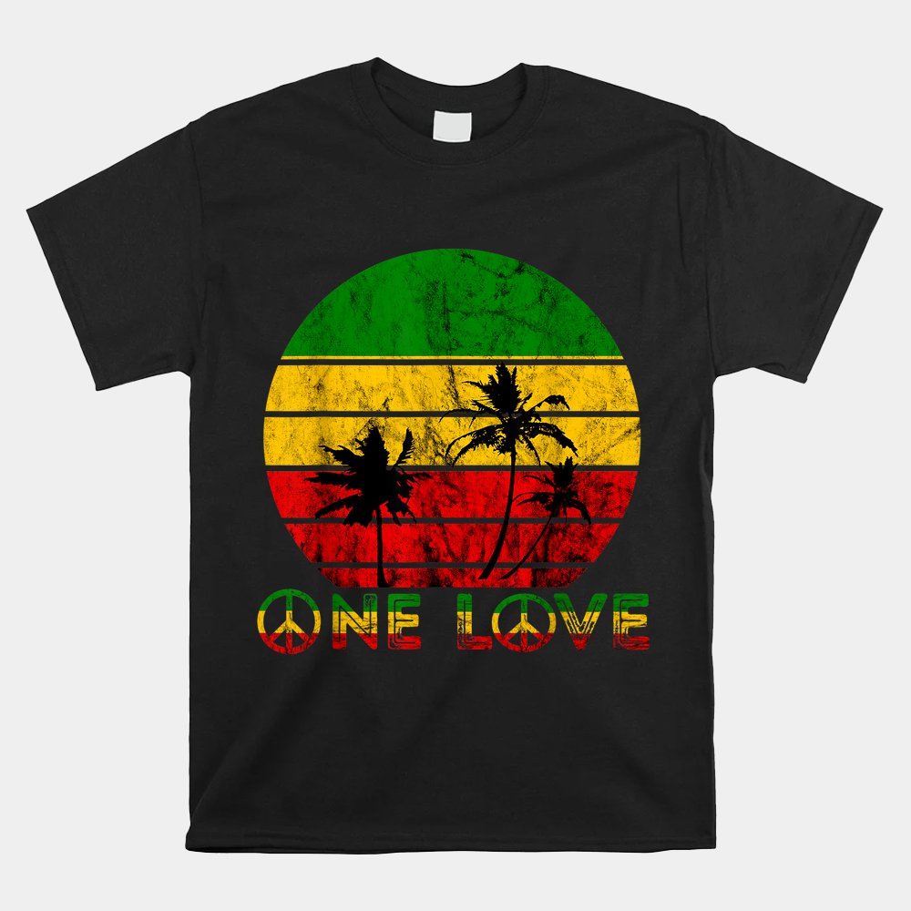 Rasta Reggae One Love Retro Vintage Sunset Shirt - Image 4