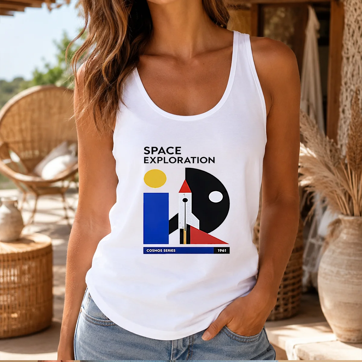 Pretty Space Exploration Cosmos Series 1961 Retro Poster Shirt - Image 3