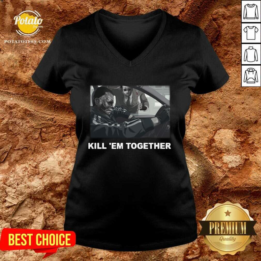Happy Horror Michael And Jason Voorhees Kill ’em Together Shirt - Image 5