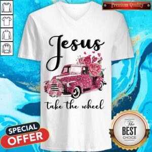 Alternative view of Jesus Take The Wheel Leopard Valentines Truck Shirt