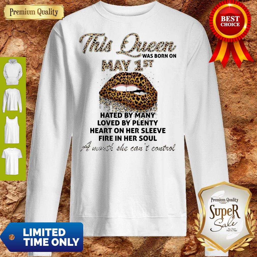 Lips Leopard This Queen Was Born On May 1st Hated By Many Loved By Plenty Shirt - Image 2