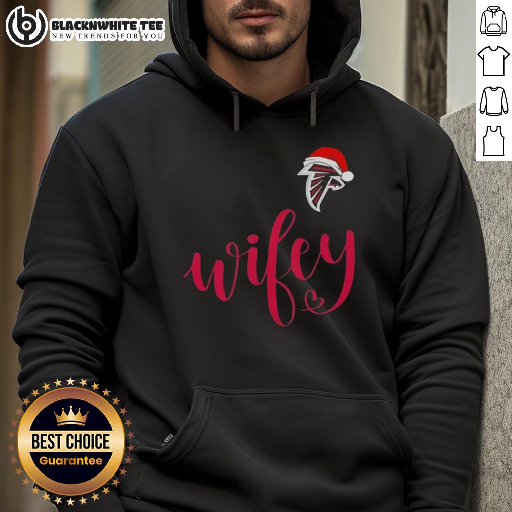 Good Wifey Atlanta Falcons Santa Hat Merry Christmas T-Shirt - Image 2