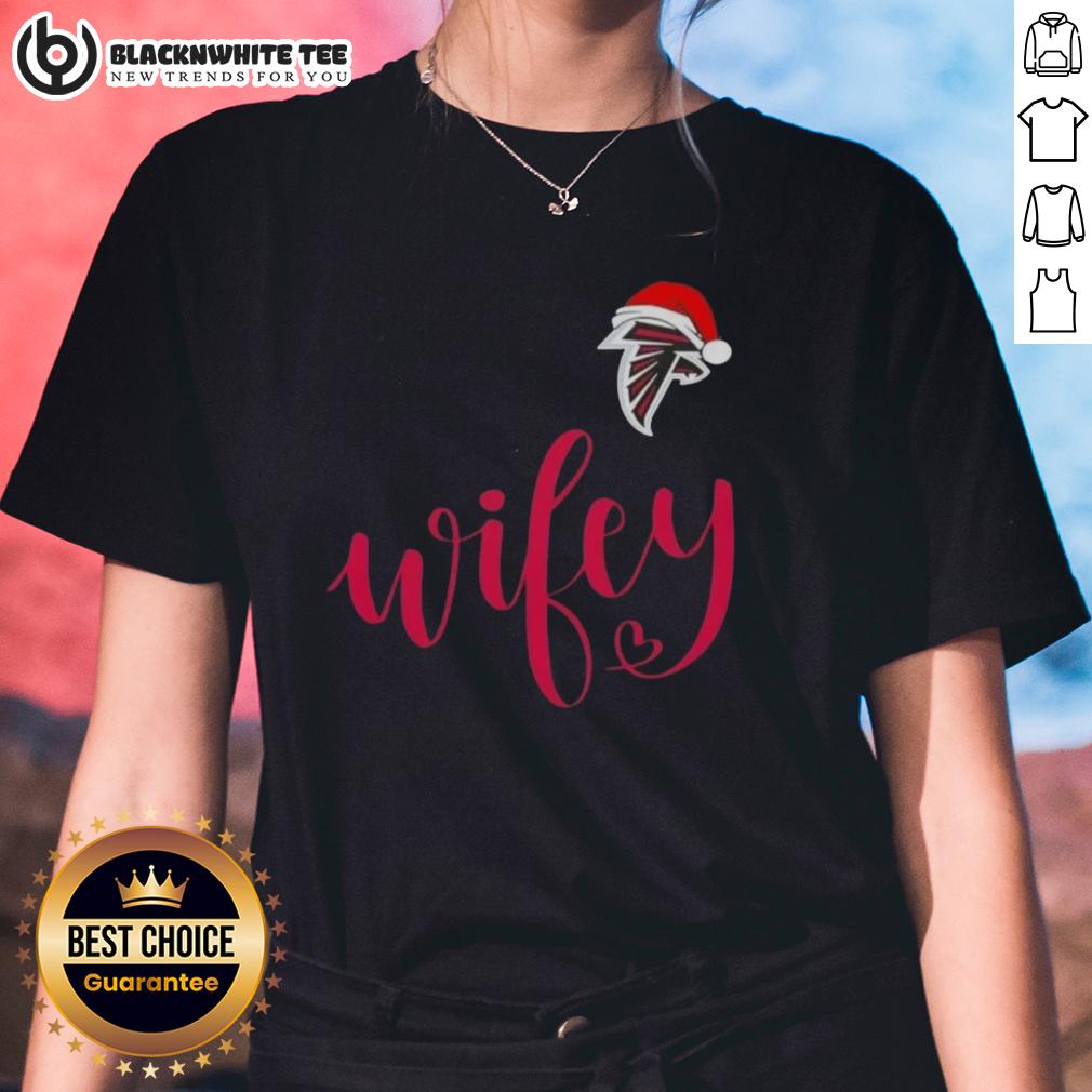 Good Wifey Atlanta Falcons Santa Hat Merry Christmas T-Shirt - Image 3