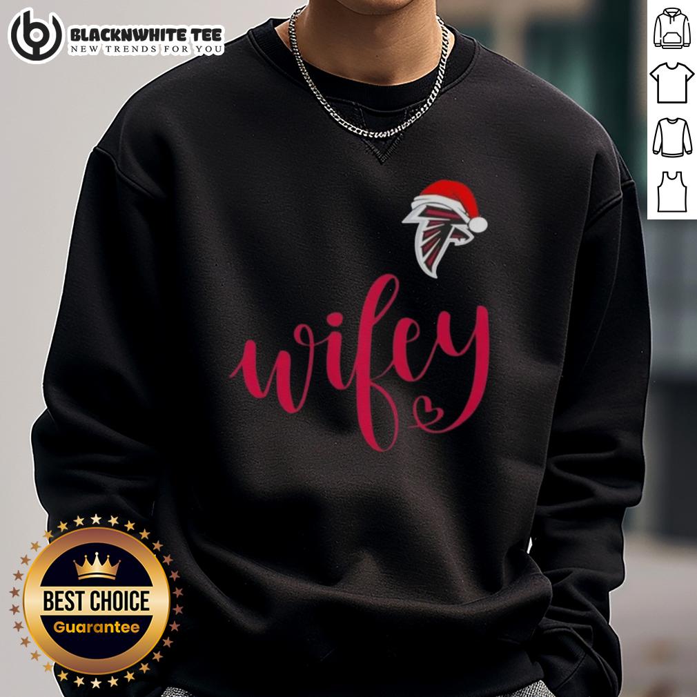 Good Wifey Atlanta Falcons Santa Hat Merry Christmas T-Shirt - Image 5