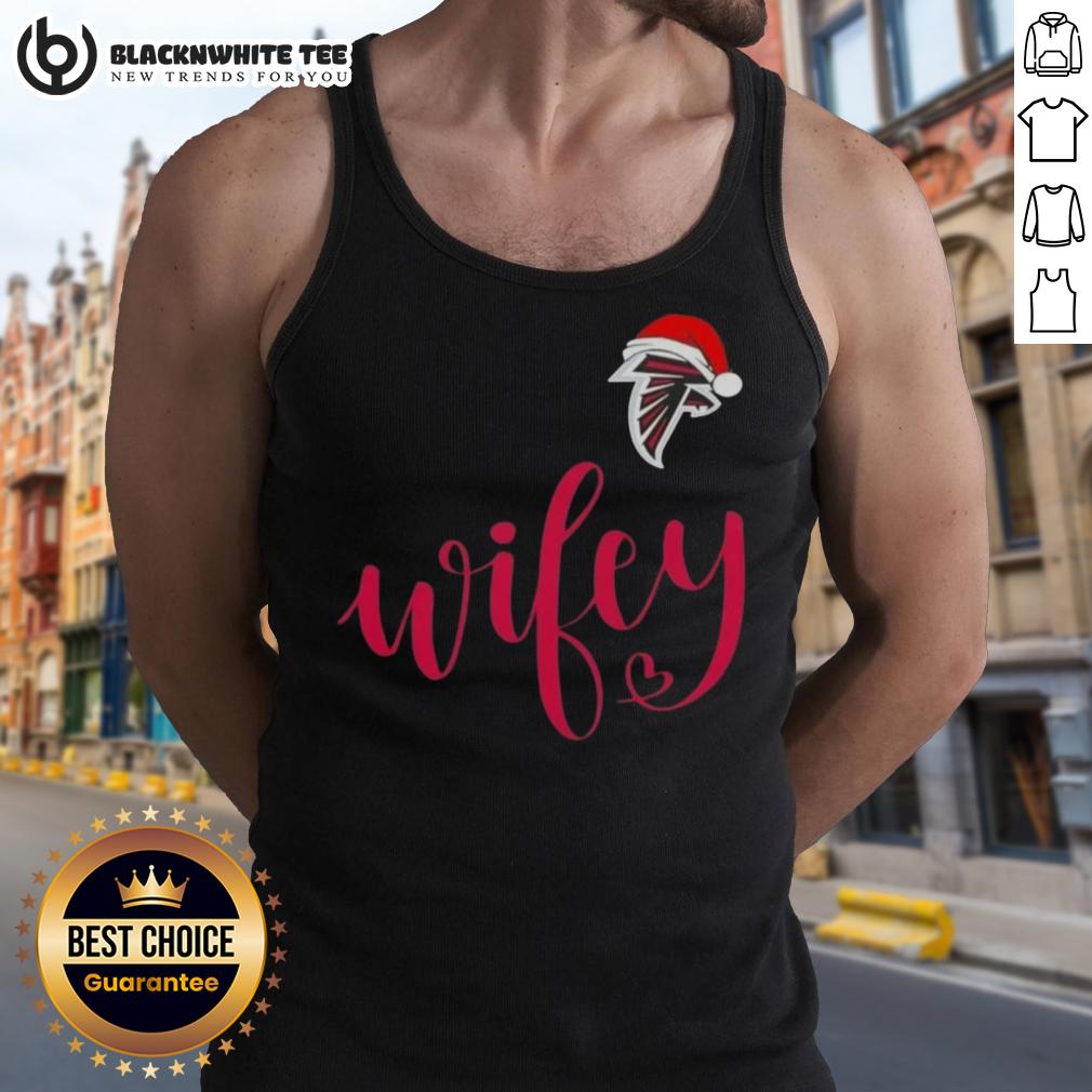 Good Wifey Atlanta Falcons Santa Hat Merry Christmas T-Shirt - Image 4