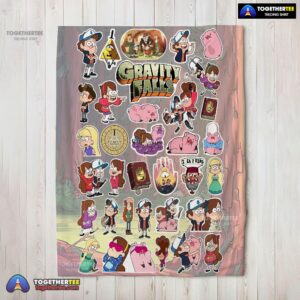 Official Gravity Falls Dipper Mabel & Waddles Sticker Collage Blanket Fleece Customized Blanket