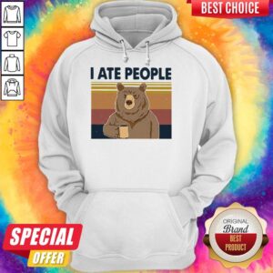 Alternative view of Funny Bear Drinking Coffee I Ate People Vintage Shirt
