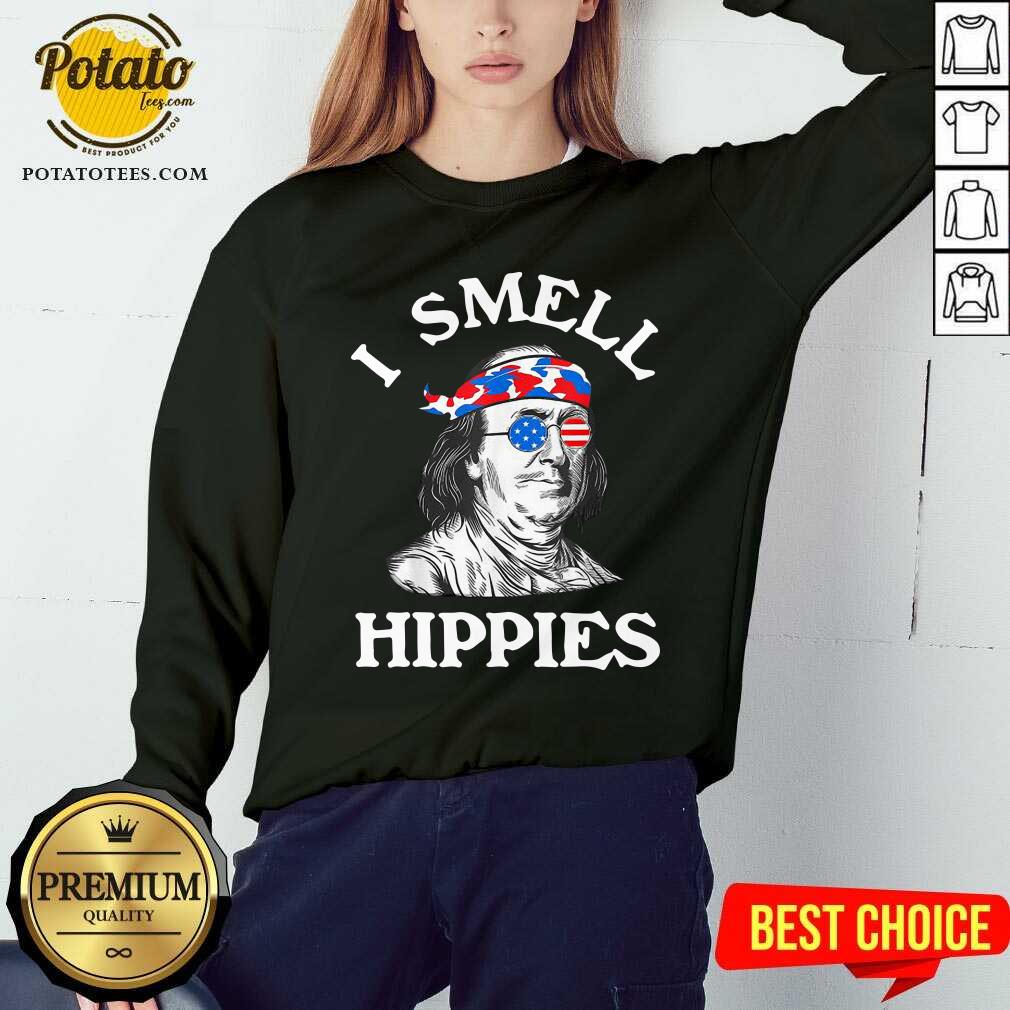 I Smell Hippies Ben Franklin 4th Of July Political Shirt - Image 4