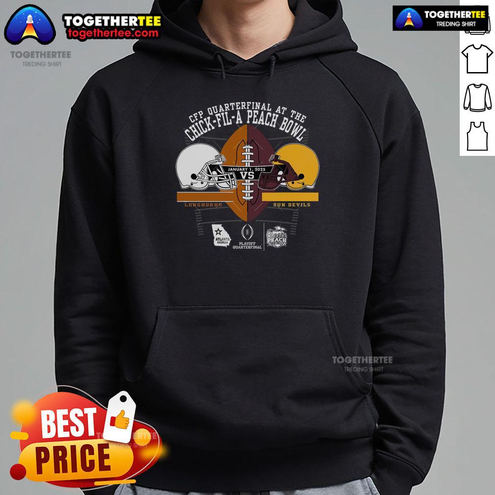 Official Texas Longhorns Vs Arizona State Sun Devils Peach Bowl 2025 T-Shirt - Image 2
