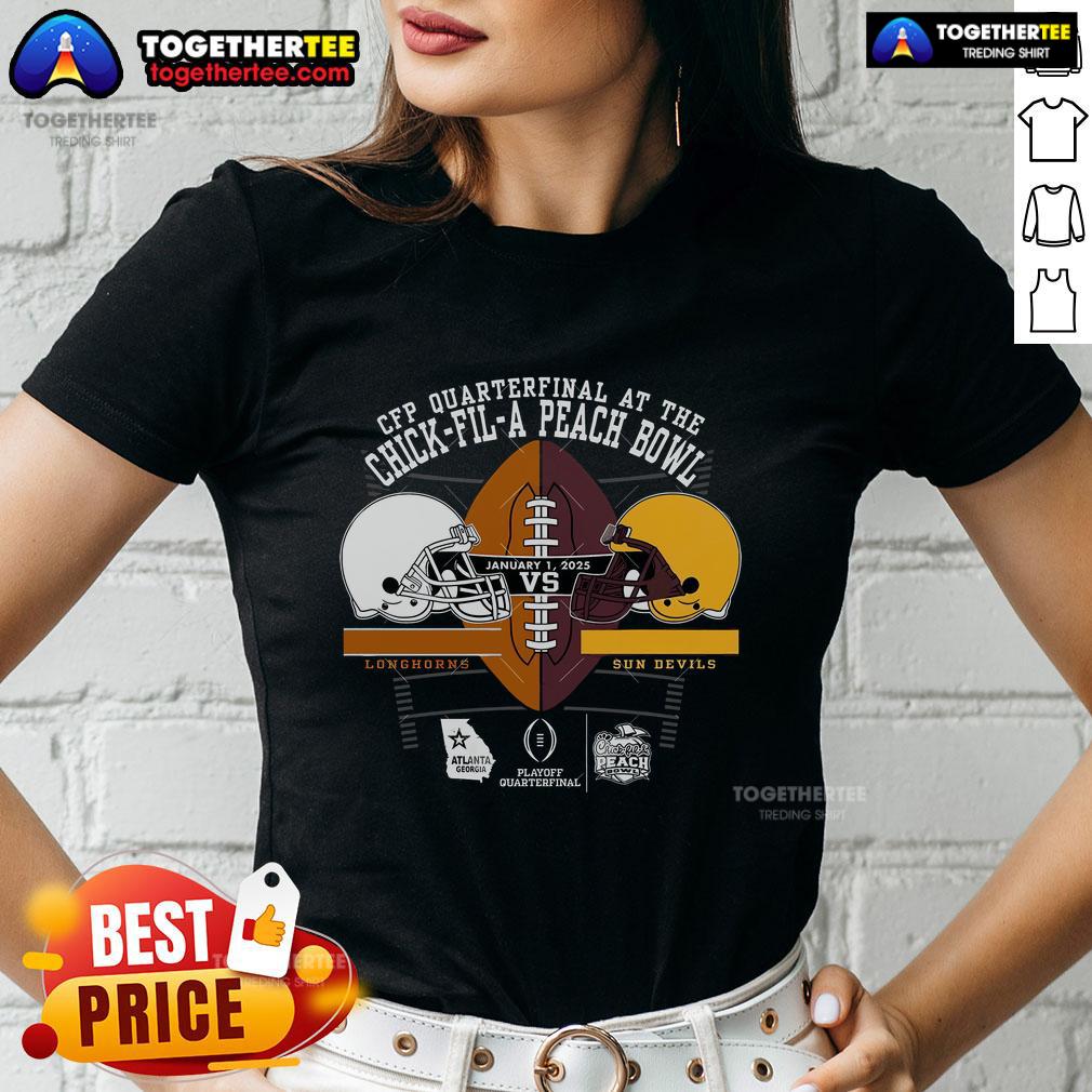 Official Texas Longhorns Vs Arizona State Sun Devils Peach Bowl 2025 T-Shirt - Image 3