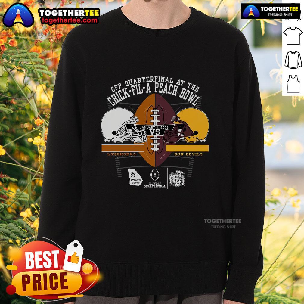 Official Texas Longhorns Vs Arizona State Sun Devils Peach Bowl 2025 T-Shirt - Image 5