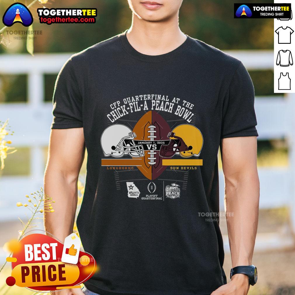 Official Texas Longhorns Vs Arizona State Sun Devils Peach Bowl 2025 T-Shirt