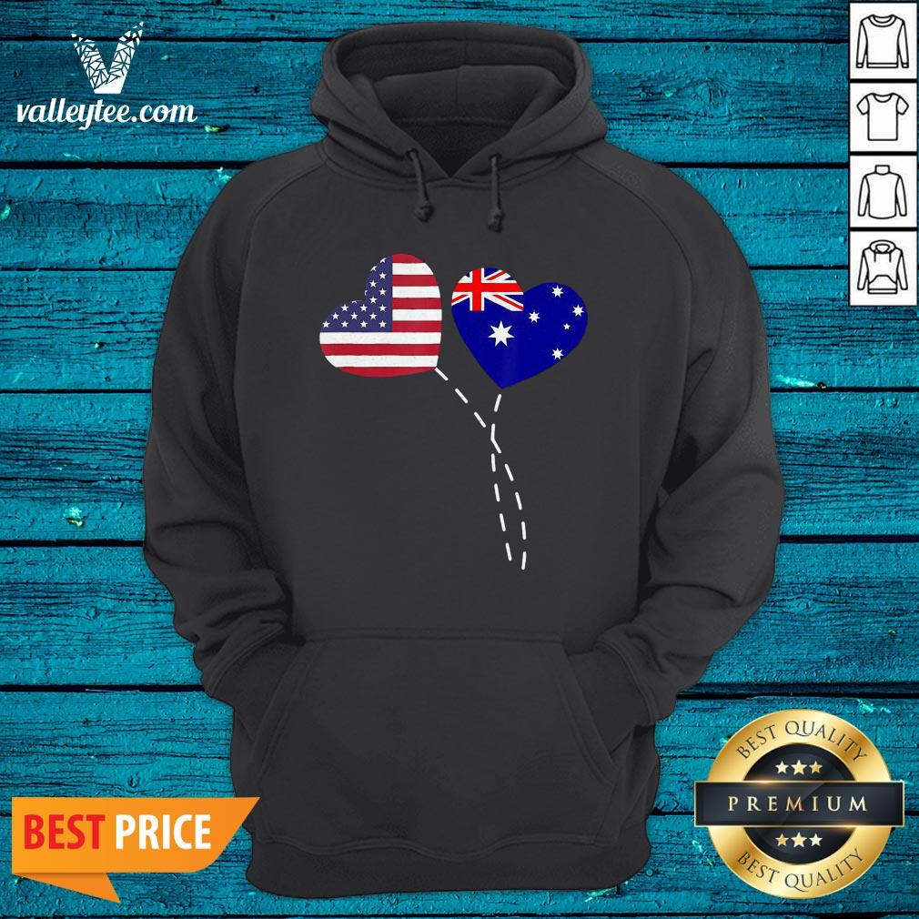 Loving Australia USA Flag Heart Australian Americans Love Shirt - Image 3