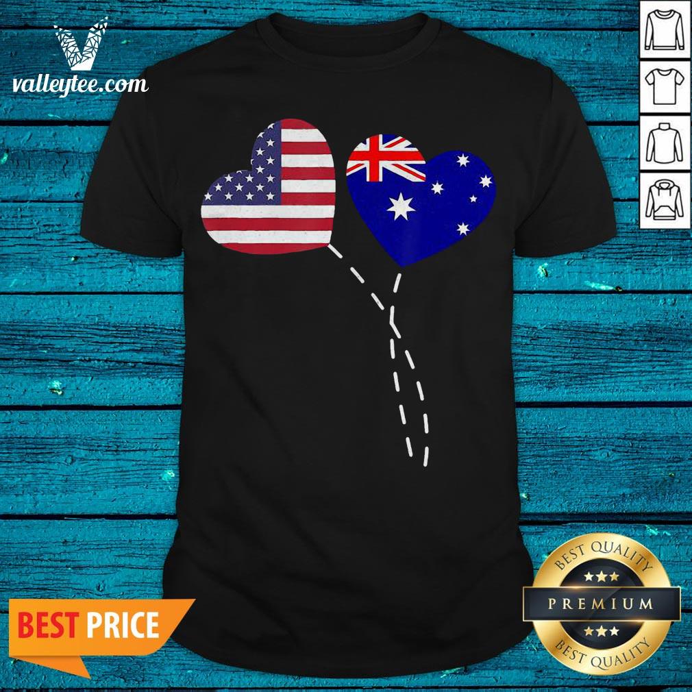 Loving Australia USA Flag Heart Australian Americans Love Shirt