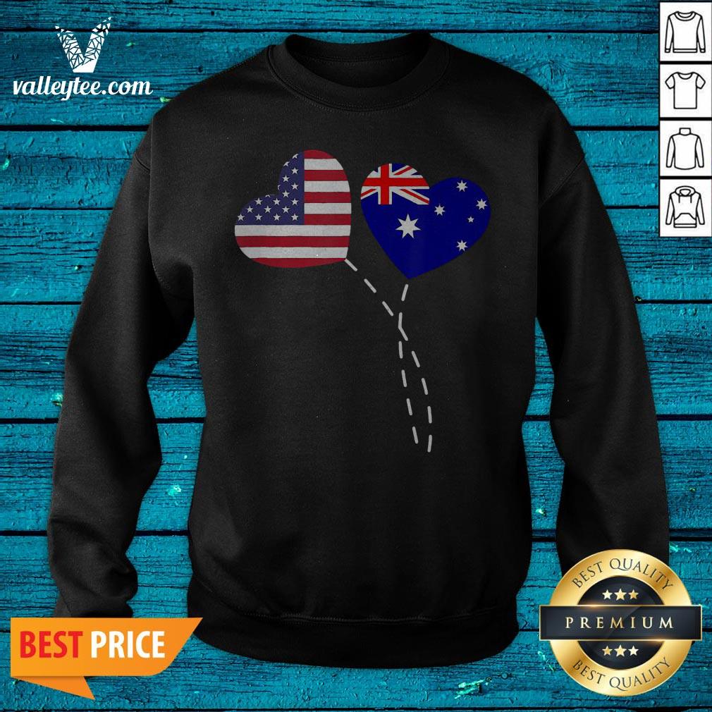 Loving Australia USA Flag Heart Australian Americans Love Shirt - Image 2