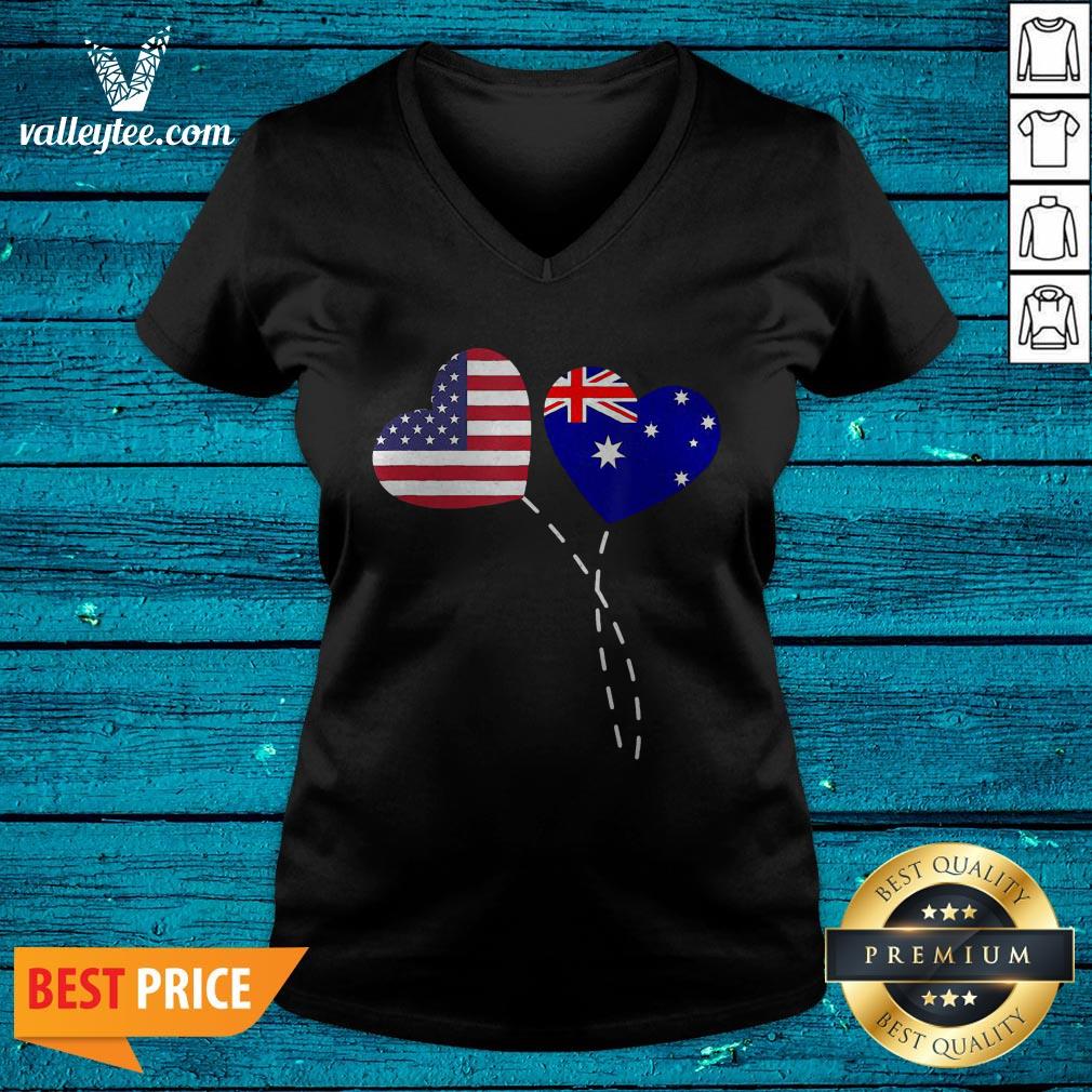 Loving Australia USA Flag Heart Australian Americans Love Shirt - Image 4