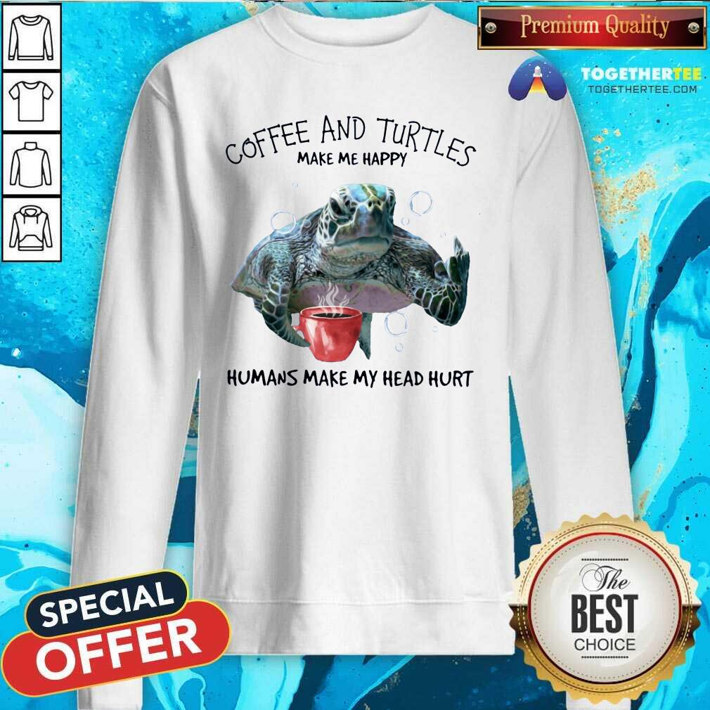 Premium Coffee And Turtle Make Me Happy Shirt - Image 2