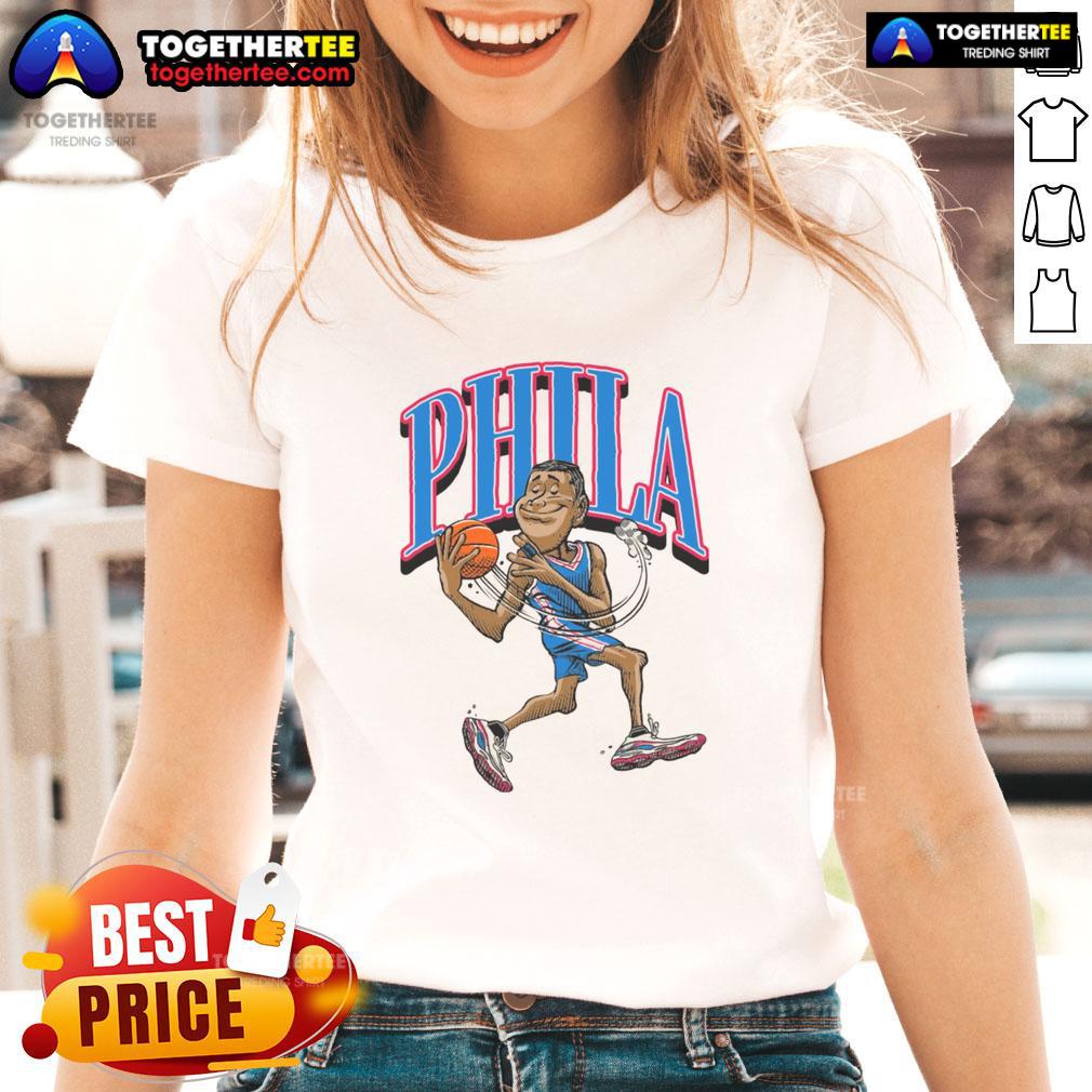 Official Philadelphia 76ers Basketball Player Caricature T-Shirt - Image 3