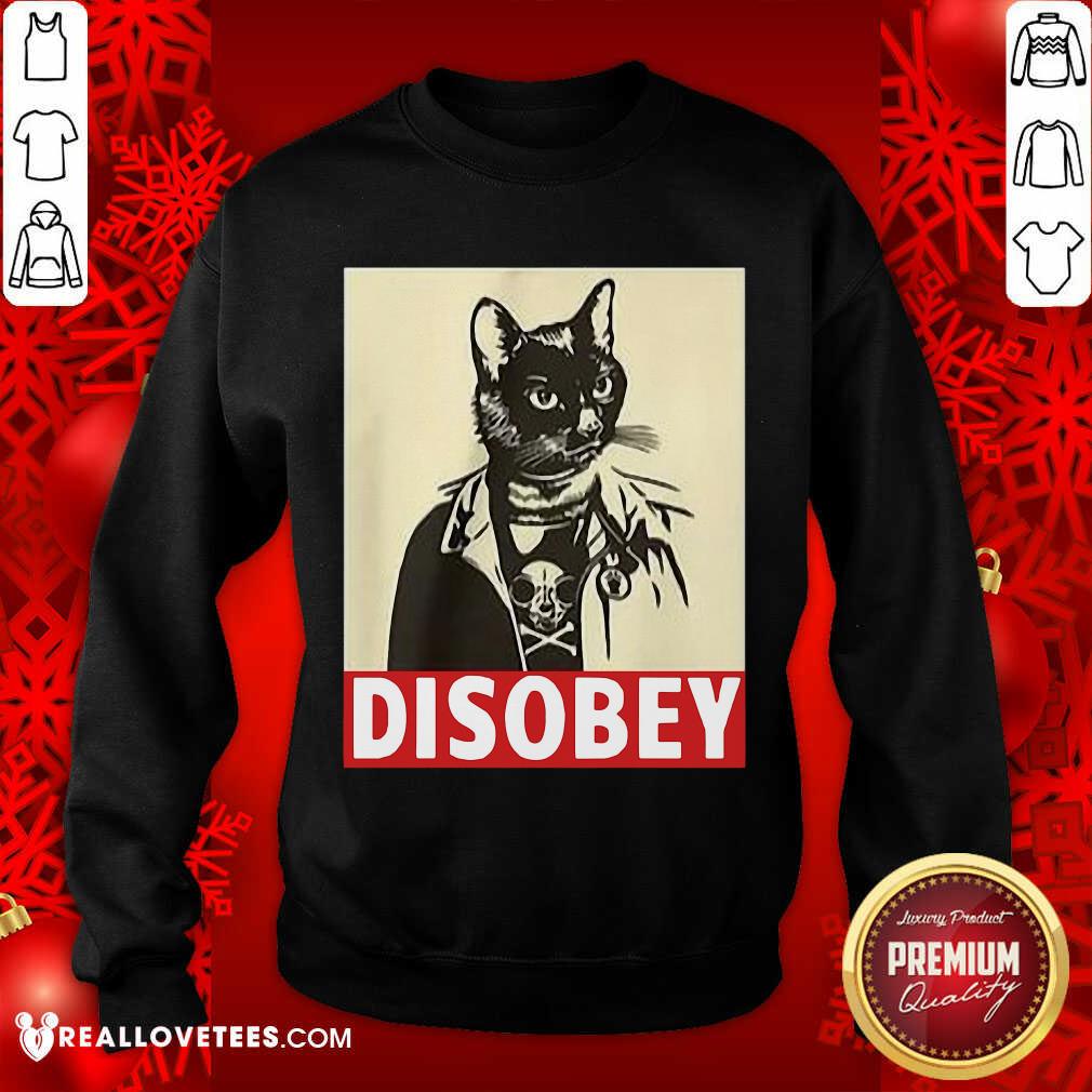 Funny Radical Cat Disobey Shirt - Image 3