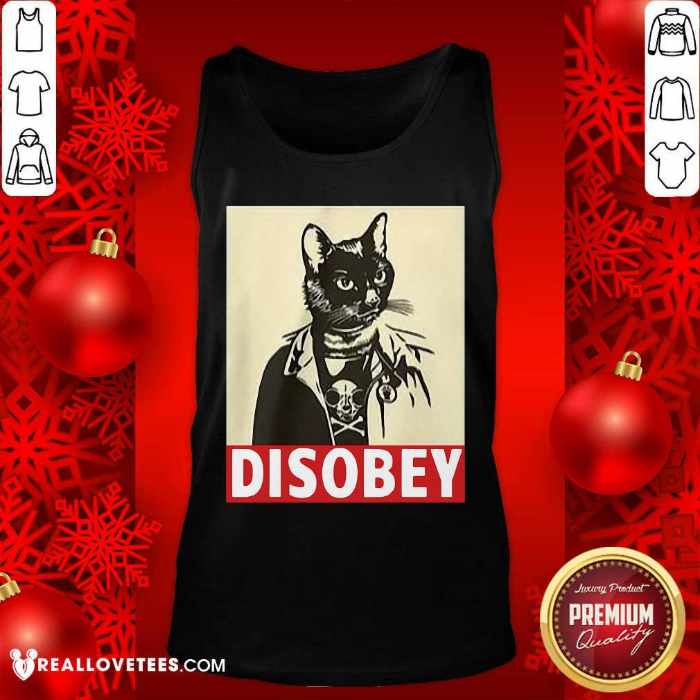 Funny Radical Cat Disobey Shirt - Image 2