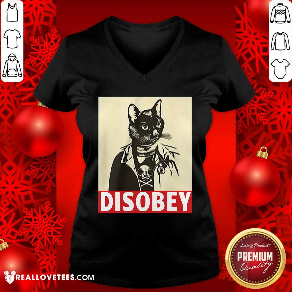 Funny Radical Cat Disobey Shirt - Image 5