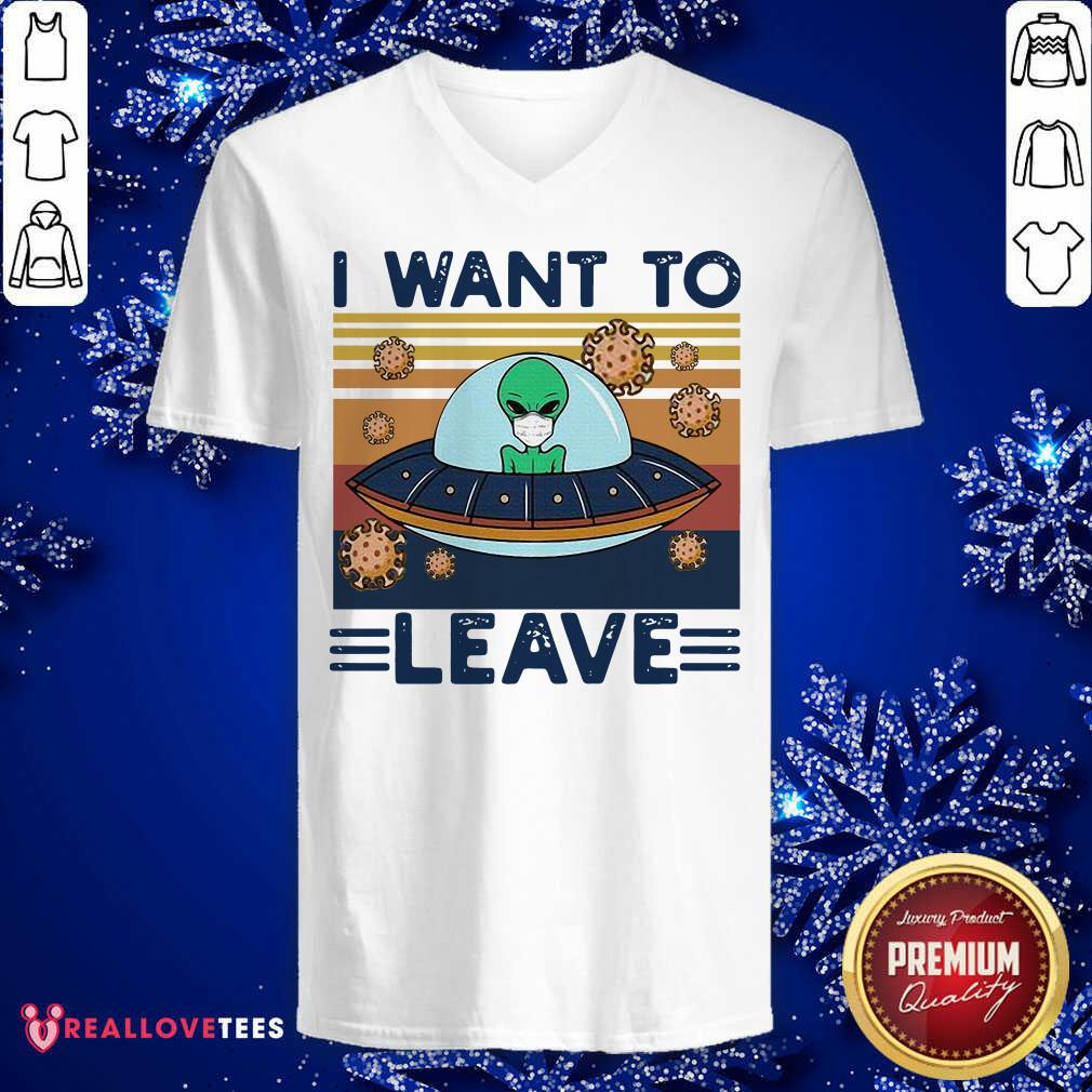 Pro UFO Alien Face Mask I Want To Leave Vintage Retro Shirt - Image 5