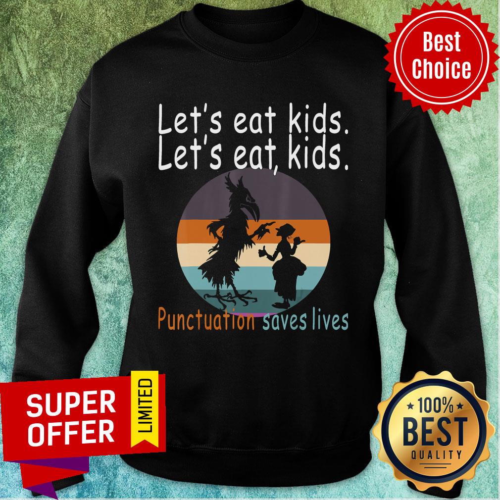 Let's Eat Kids Punctuation Saves Lives Teacher Halloween Vintage Shirt - Image 2
