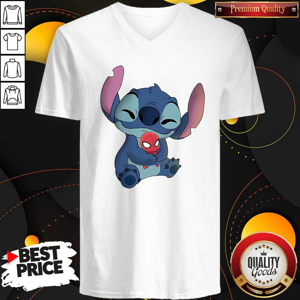 Nice Baby Stitch Hug Baby Spider Man Shirt - Image 3