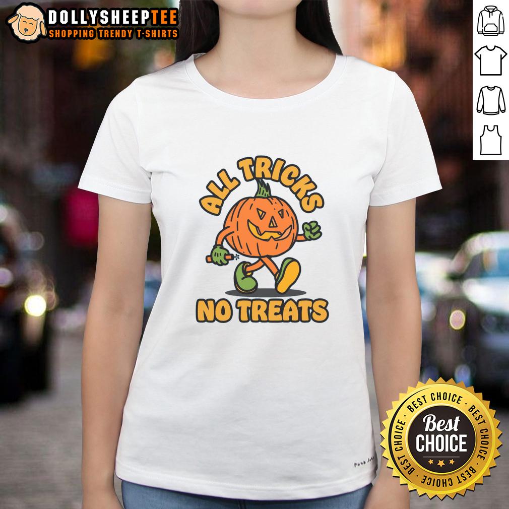 Cute Pumpkin All Tricks No Treats Halloween T-Shirt - Image 3