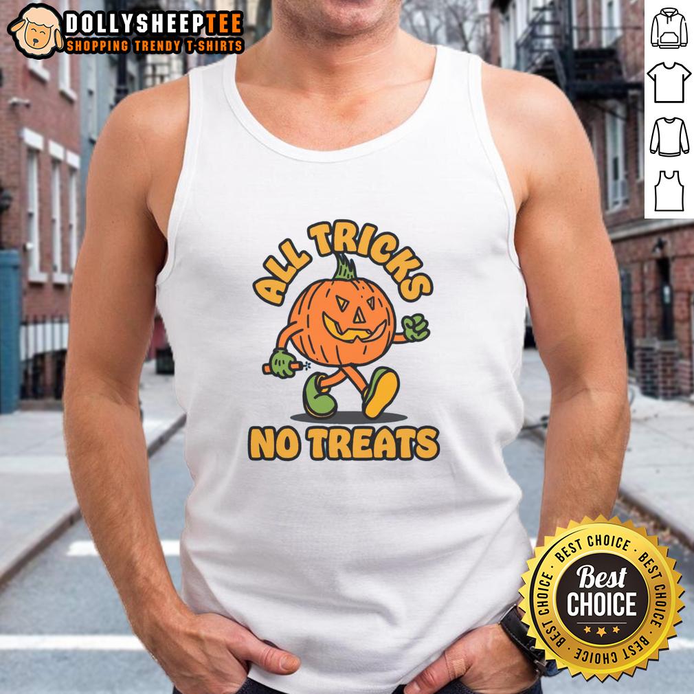 Cute Pumpkin All Tricks No Treats Halloween T-Shirt - Image 4