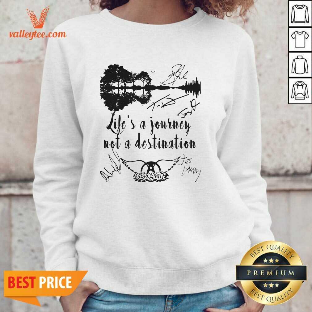 Hot Life Is A Journey Not A Destination Aerosmith All Member Signature Shirt - Image 2