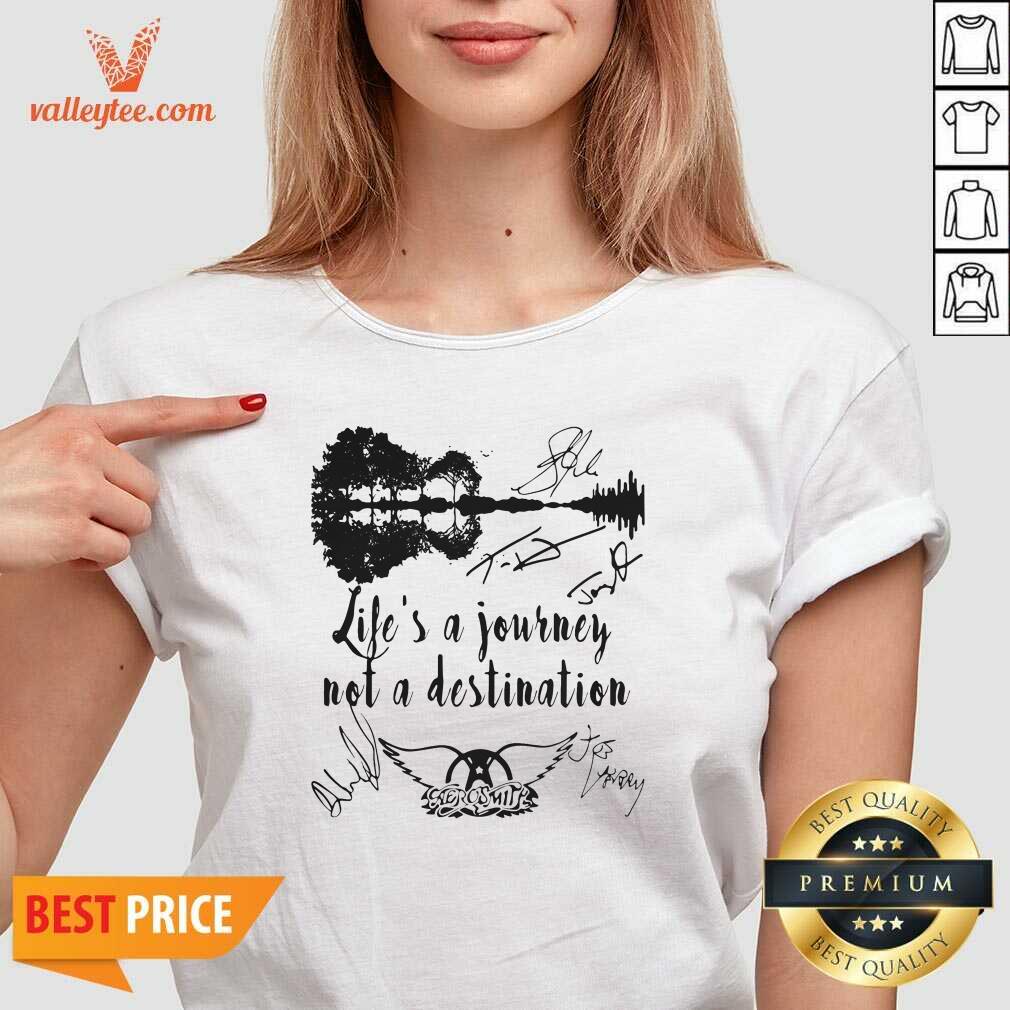 Hot Life Is A Journey Not A Destination Aerosmith All Member Signature Shirt - Image 5