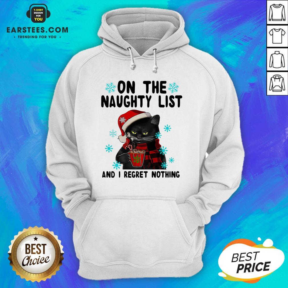 Nice Santa Cat Grumpy On The Naughty List And I Regret Nothing 2020 Christmas Shirt - Image 2