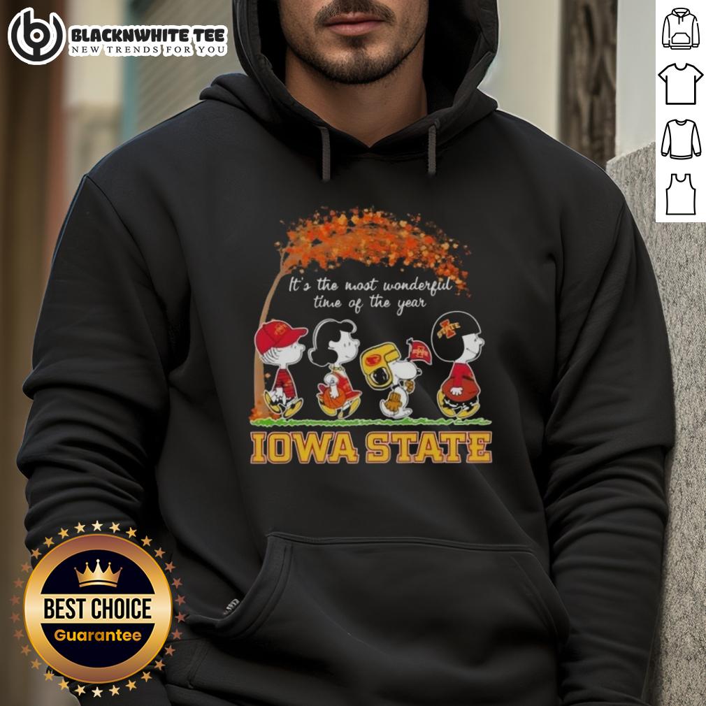Awesome Iowa State Cyclones X Peanuts Snoopy And Friends Autumn It's The Most Wonderful Time Of The Year T-Shirt - Image 2