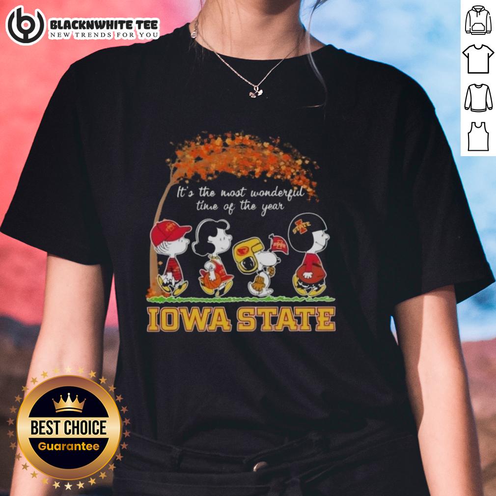 Awesome Iowa State Cyclones X Peanuts Snoopy And Friends Autumn It's The Most Wonderful Time Of The Year T-Shirt - Image 3