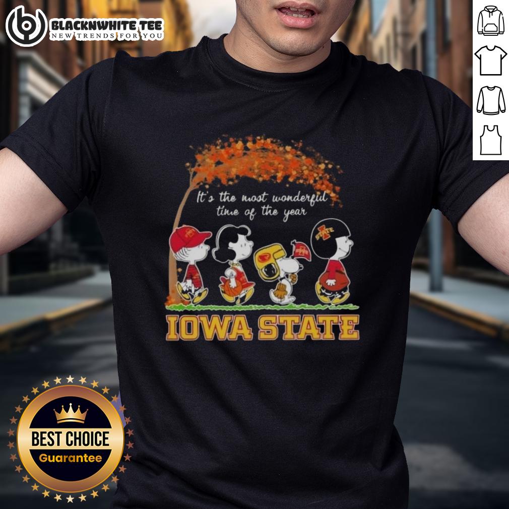 Awesome Iowa State Cyclones X Peanuts Snoopy And Friends Autumn It's The Most Wonderful Time Of The Year T-Shirt