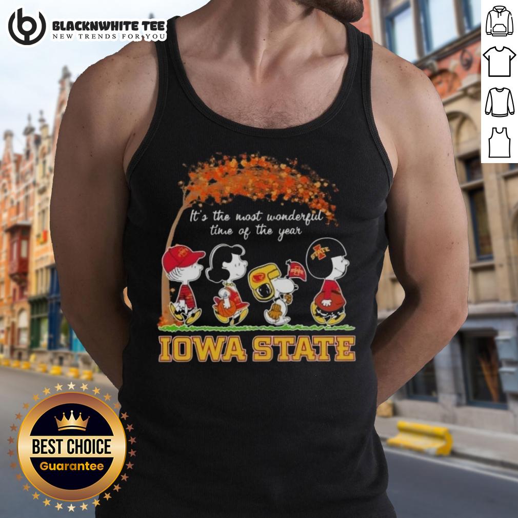 Awesome Iowa State Cyclones X Peanuts Snoopy And Friends Autumn It's The Most Wonderful Time Of The Year T-Shirt - Image 4