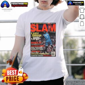 Top Larry Johnson Livin' Larger The In Your Face Basketball Magazine Slam T-Shirt