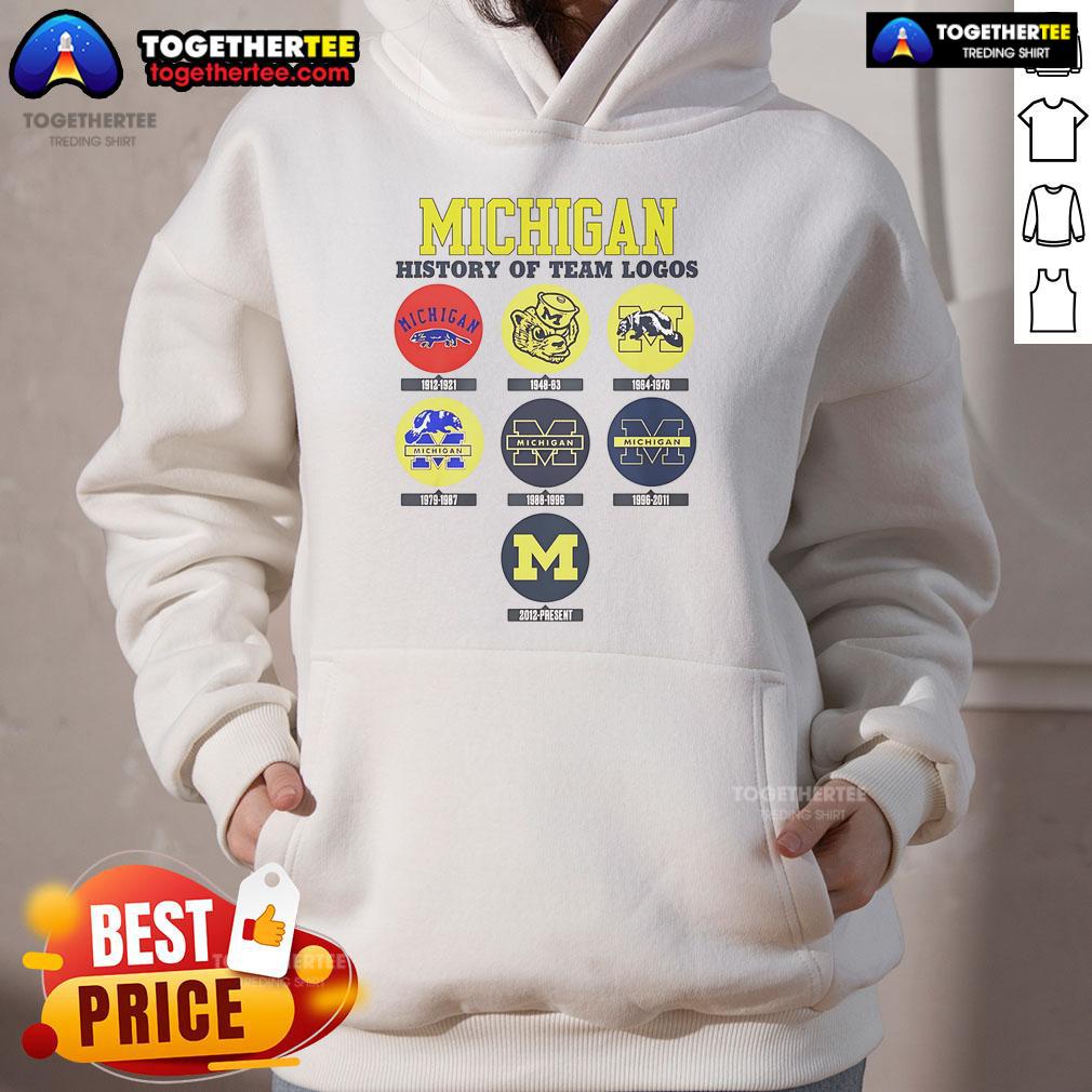 Official Michigan History Of Team Logos T-Shirt - Image 2