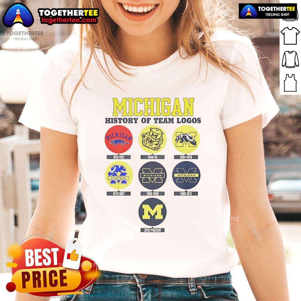 Official Michigan History Of Team Logos T-Shirt - Image 3