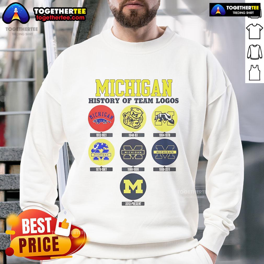 Official Michigan History Of Team Logos T-Shirt - Image 5