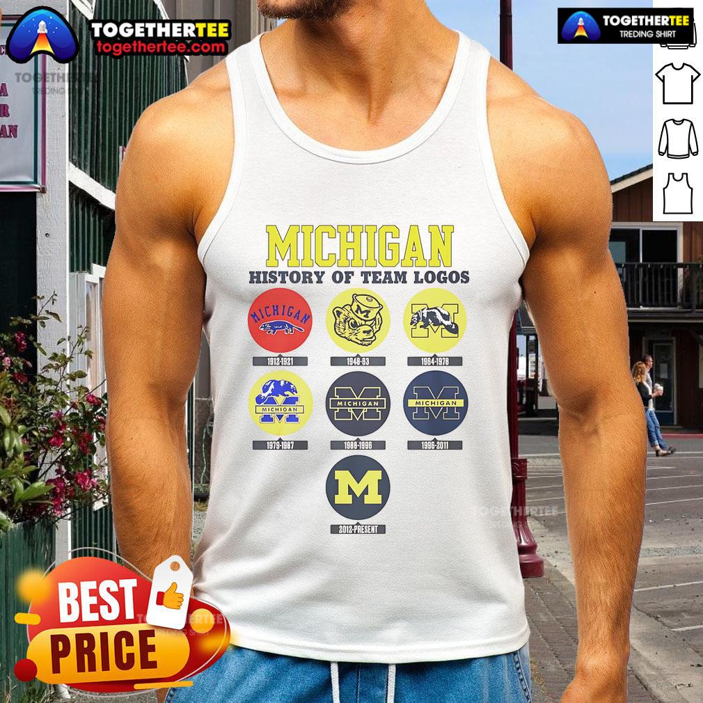 Official Michigan History Of Team Logos T-Shirt - Image 4