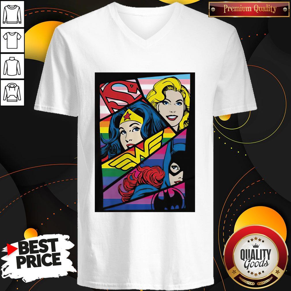 LGBT Girl Power Comic Strip Transgender Lesbian Bisexual Women Pride Short Shirt - Image 3