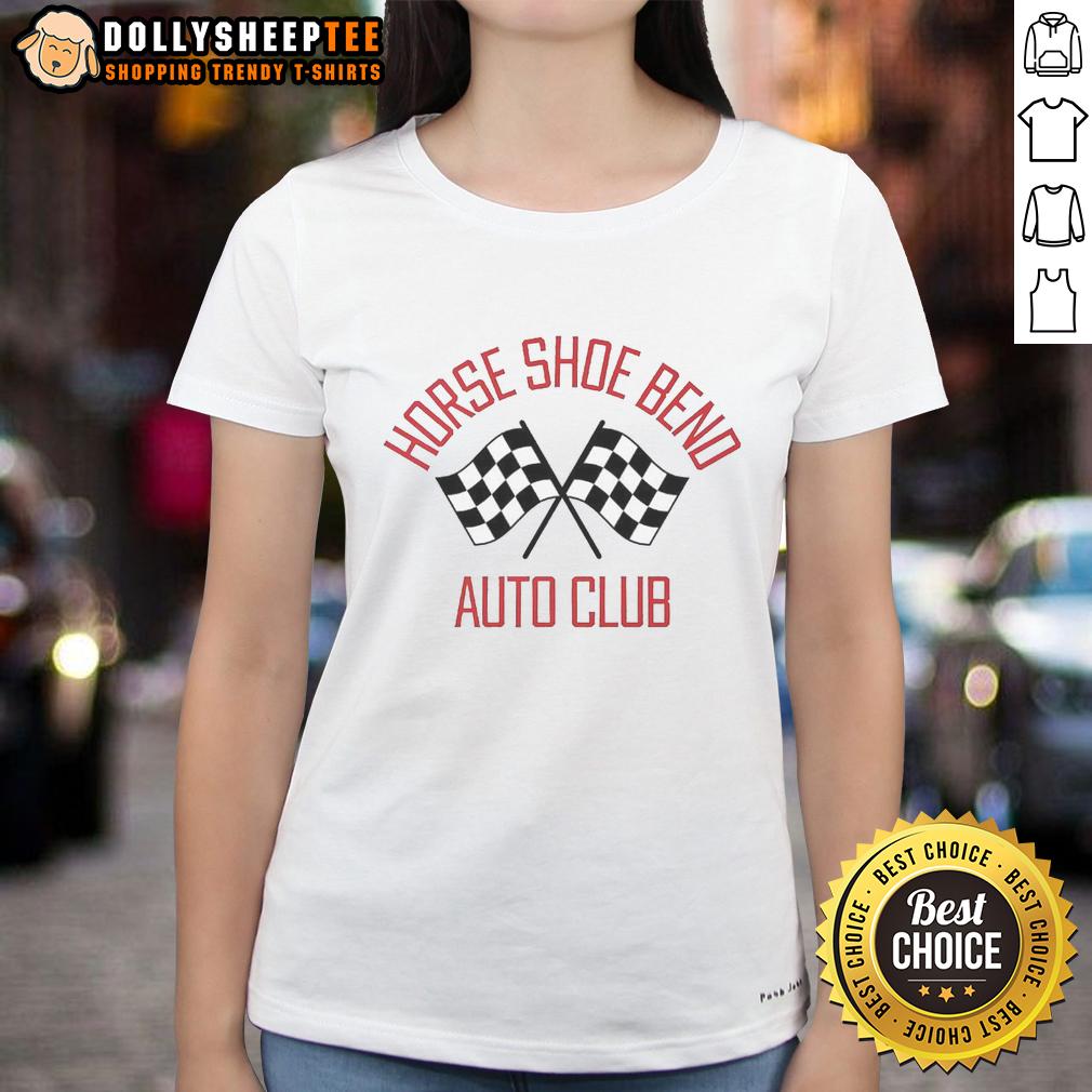 Nice Horse Shoe Bend Auto Club Checkered Flag T-Shirt - Image 3