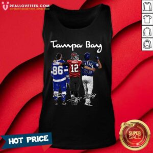 Alternative view of Pro Tampa Bay Nikita Kucherov Tom Brady Randy Arozarena Signatures Shirt