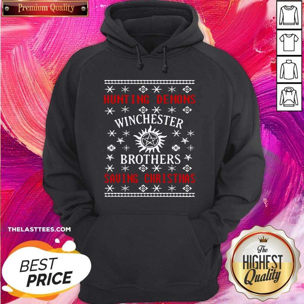 Cute Hunting Demons Winchester Brothers Saving Christmas Ugly Shirt - Image 5