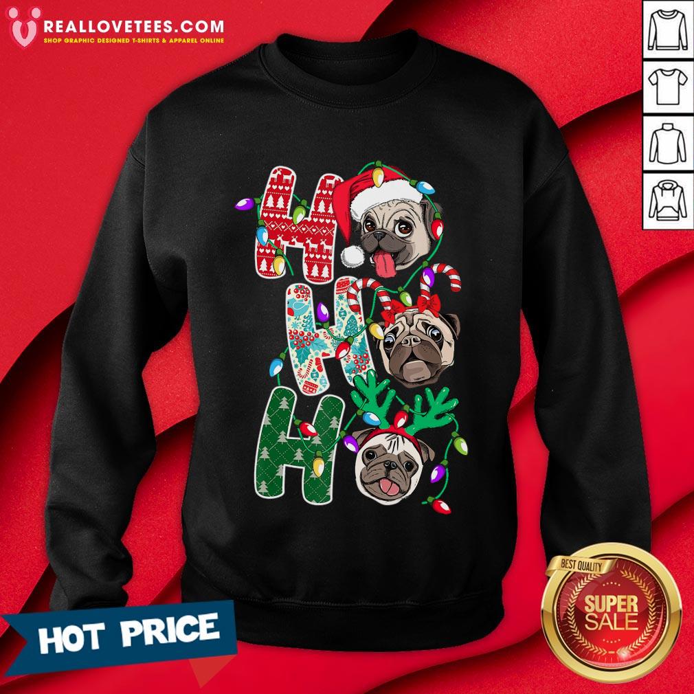 Hot Pug Ho Ho Ho Merry Christmas Shirt - Image 3