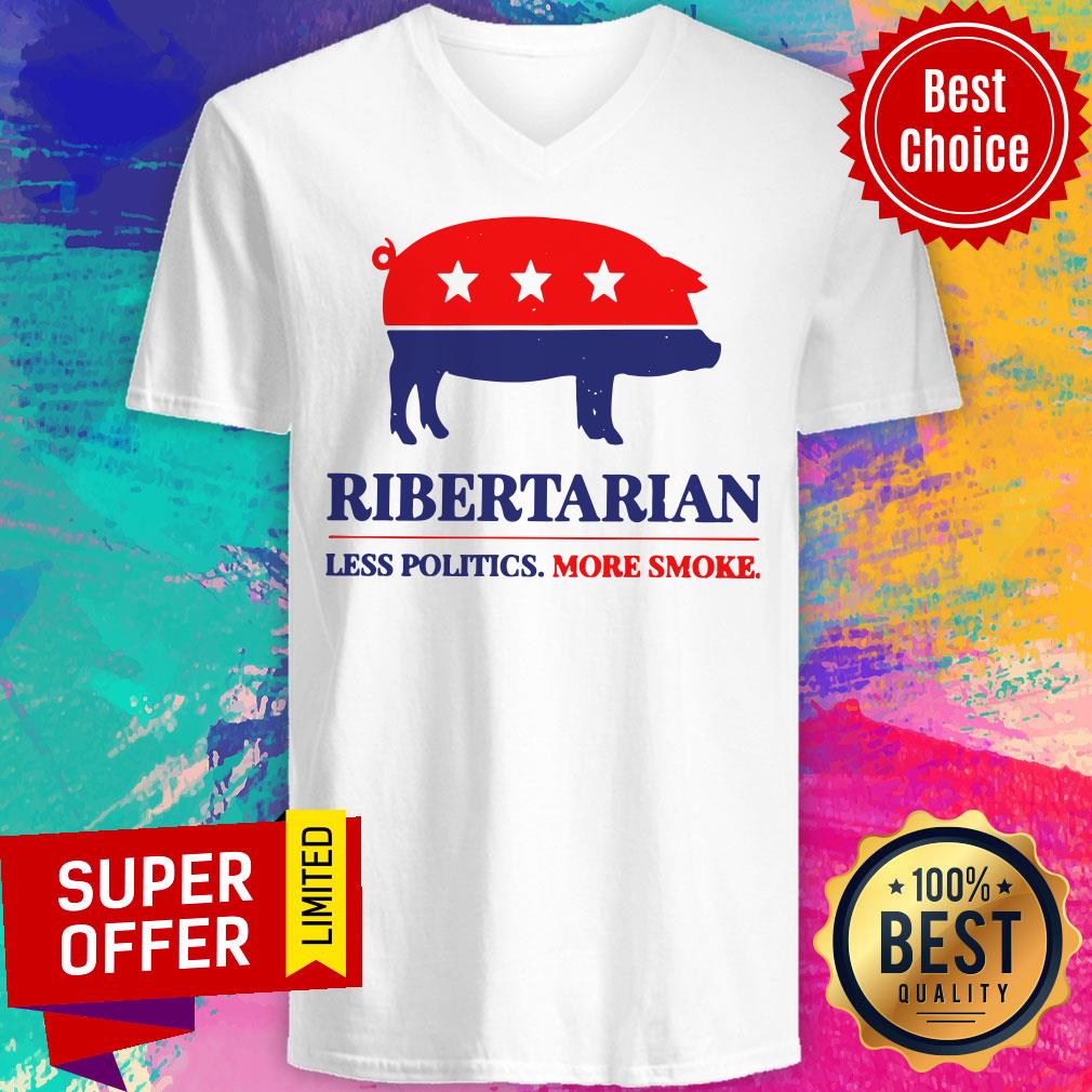 Ribertarian Less Politics More Smoke Pig American Shirt - Image 4