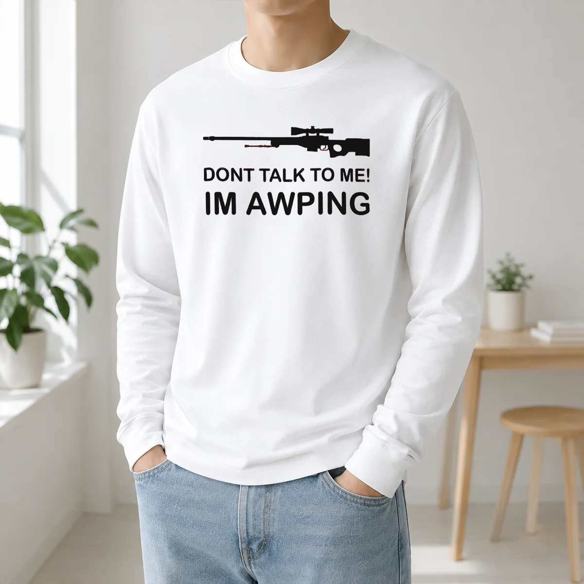 Nice Original Gaming Gamer Gear AWP Sniper Rifle Dont Talk To Me Im Awping Shirt - Image 5