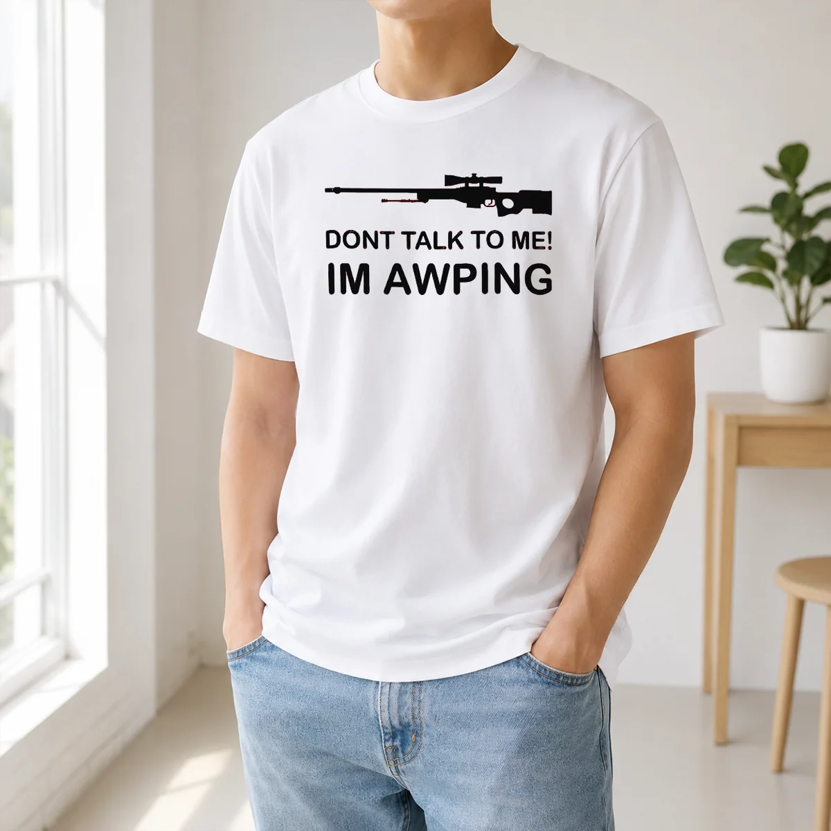 Nice Original Gaming Gamer Gear AWP Sniper Rifle Dont Talk To Me Im Awping Shirt